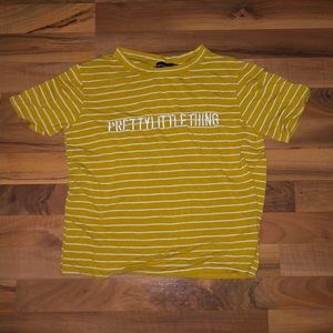 PRETTYLITTLETHING striped embroidered crop top